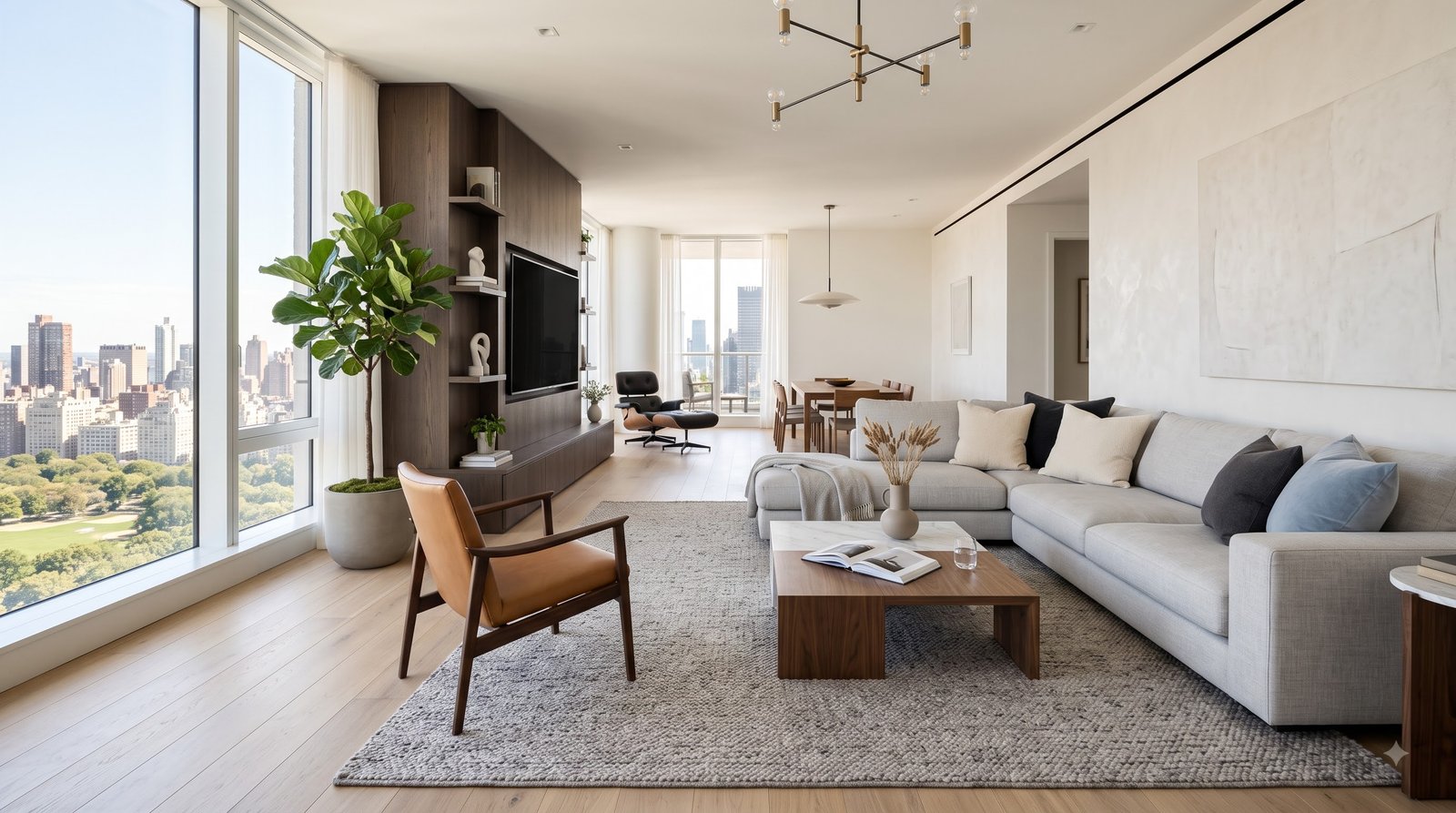 A finished apartment living room